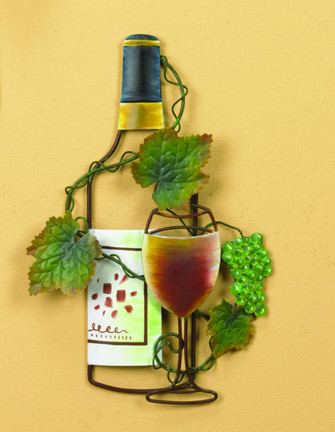 Wine Bottle with Glass Metal White Wine Art-0