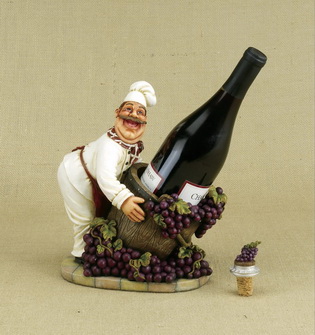 Chef w Grapes Wine Holder Cork and Grape