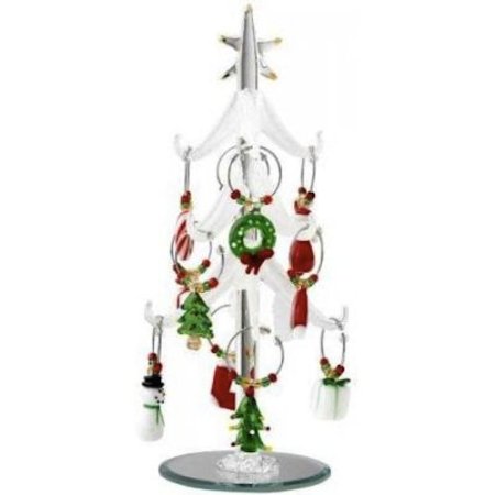 Frosted Christmas Tree with Wine Charms-0