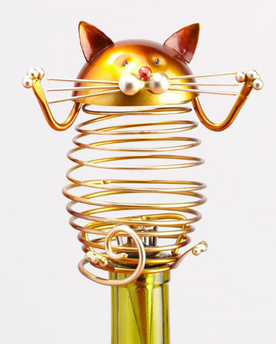 Cat Figurine Metal Wine Bottle Stopper-0
