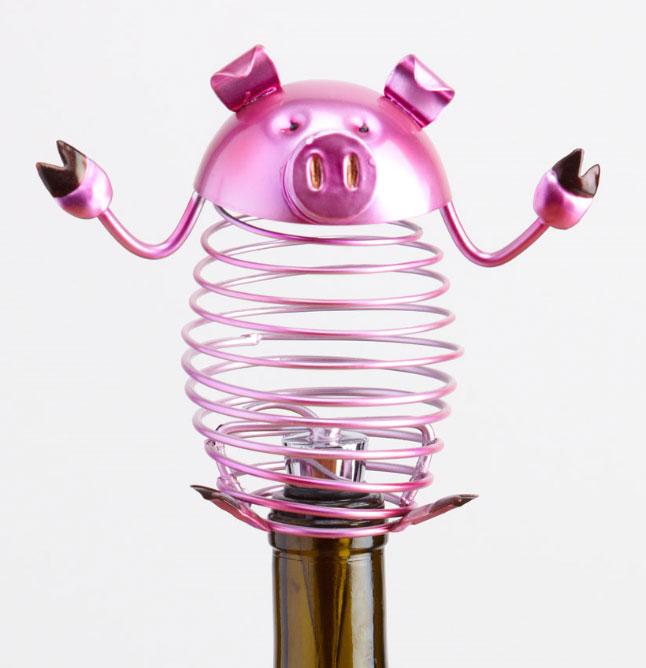 Pig Figurine Metal Wine Stopper-0