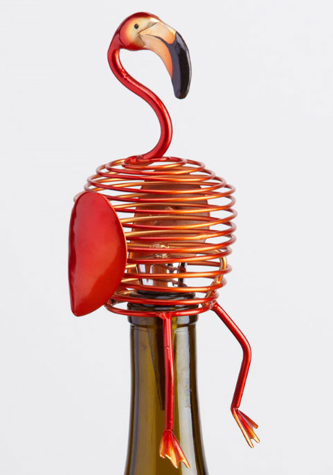 Flamingo Figurine Metal Wine Bottle Stopper-0